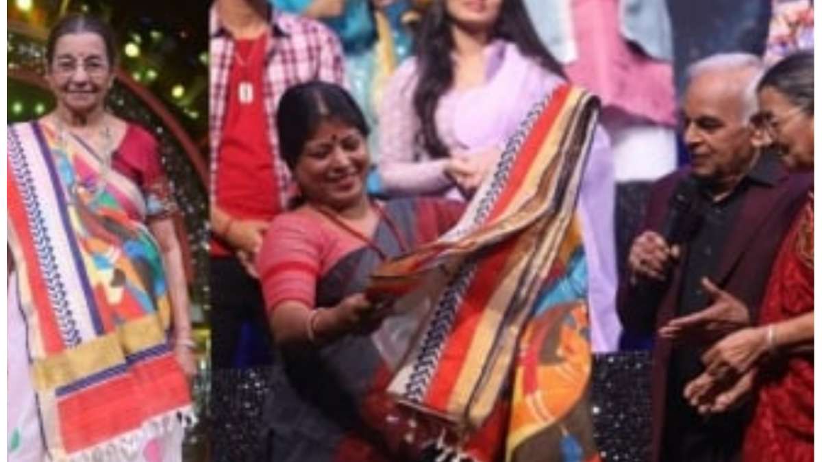 Indian Idol 13' contestant gifts sari to Pyarelal's wife 'इंडियन आइडल 13' कंटेस्टेंट  ने प्यारेलाल की पत्नी को गिफ्ट की साड़ी - India TV Hindi News