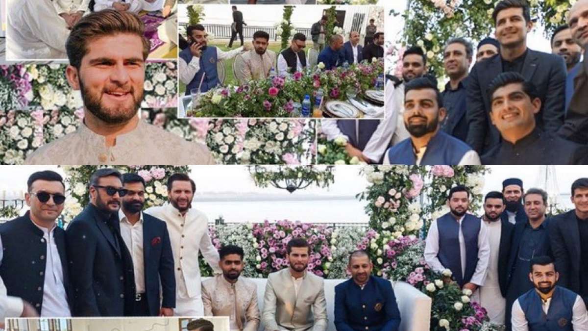 shaheen afridi marriage with shahid afridi daughter ansha Babar Azam Sarfaraz Ahmed attend wedding ceremony |शाहिद अफरीदी के दामाद बने शाहीन अफरीदी, देखिए पाकिस्तानी गेंदबाज की शादी के ...