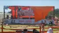 VIDEO: अखिलेश की रैली में आंधी ने बिगाड़ी व्यवस्था, मंच अस्त व्यस्त; लाउडस्पीकर का पोल गिरा