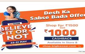 Nation's Biggest Offer by Big Bazaar, shopping for Rs.1500 and get Rs.1000 cashback Believe It or No Nation's Biggest Offer by Big Bazaar, shopping for Rs.1500 and get Rs.1000 cashback Believe It or No- India TV Hindi