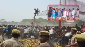 आजमगढ़ में अखिलेश यादव की जनसभा में भगदड़, एक-दूसरे पर कुर्सियां फेंकते दिखे कार्यकर्ता