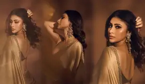 गोल्डन साड़ी में चमकीं मॉनी रॉय, हर तस्वीर में दिखी 'नागिन' की नशीली अदा 