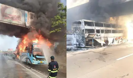  महाराष्ट्रः 36 यात्रियों को ले जा रही बस में लगी भीषण आग, सामने आया हैरान कर देने वाला वीडियो