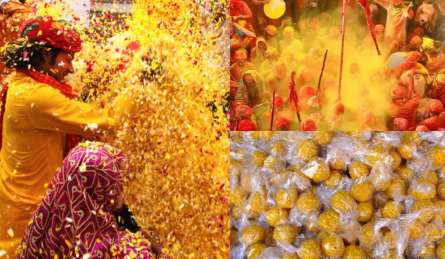 मथुरा वृंदावन में कब होगी फूलों और लड्डुओं की होली, एक दूसरे पर जमकर बरसाए जाते हैं लड्डू