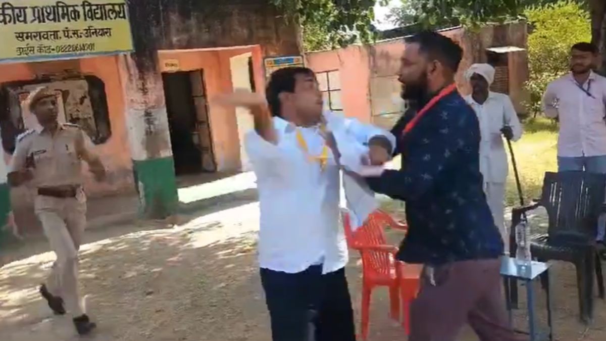 VIDEO: प्रत्याशी नरेश मीणा ने SDM अमित चौधरी को थप्पड़ मारा, उपचुनाव में वोटिंग के दौरान हंगामा