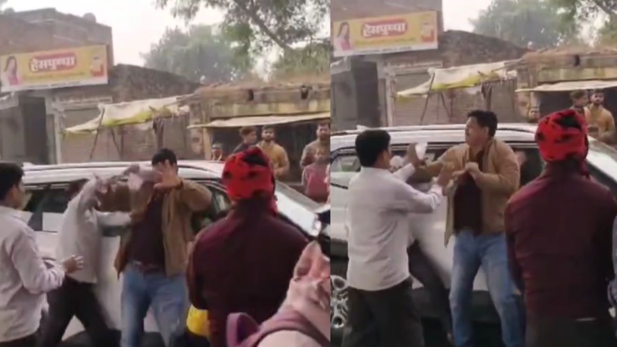 यूपी: वाराणसी में पुलिस अधिकारी की कार से खींचकर पिटाई, पत्नी और बच्चों के सामने मारे थप्पड़; VIDEO