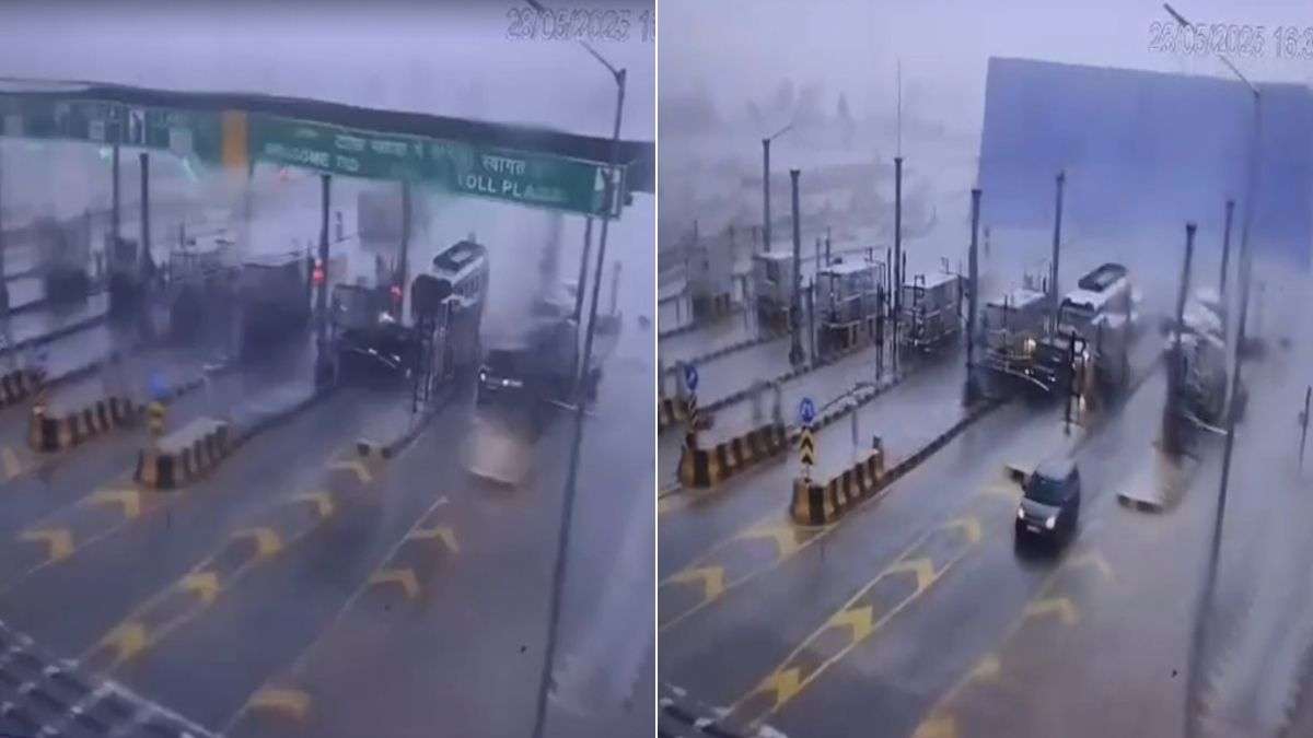 राजस्थान में डरा देने वाली आंधी, पत्तों की तरह उड़ी टोल प्लाजा की छत; घटना CCTV में कैद