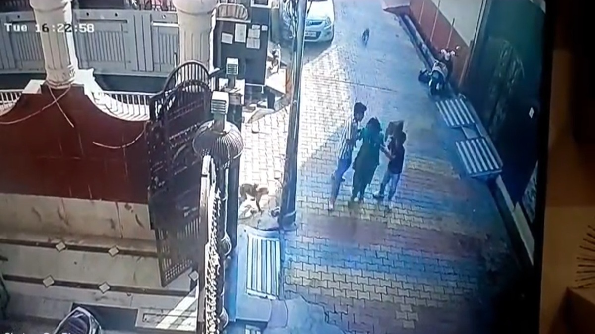 स्कूटी सवार परिवार पर अचानक टूट पड़ा बंदरों का झुंड, रोंगटे खड़े कर देने वाली घटना CCTV में कैद