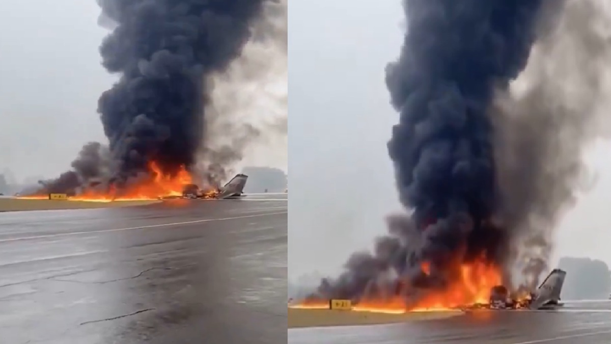 VIDEO: अमेरिका में फिर हुआ विमान हादसा, कई लोगों की गई जान; धू-धू कर जला प्लेन