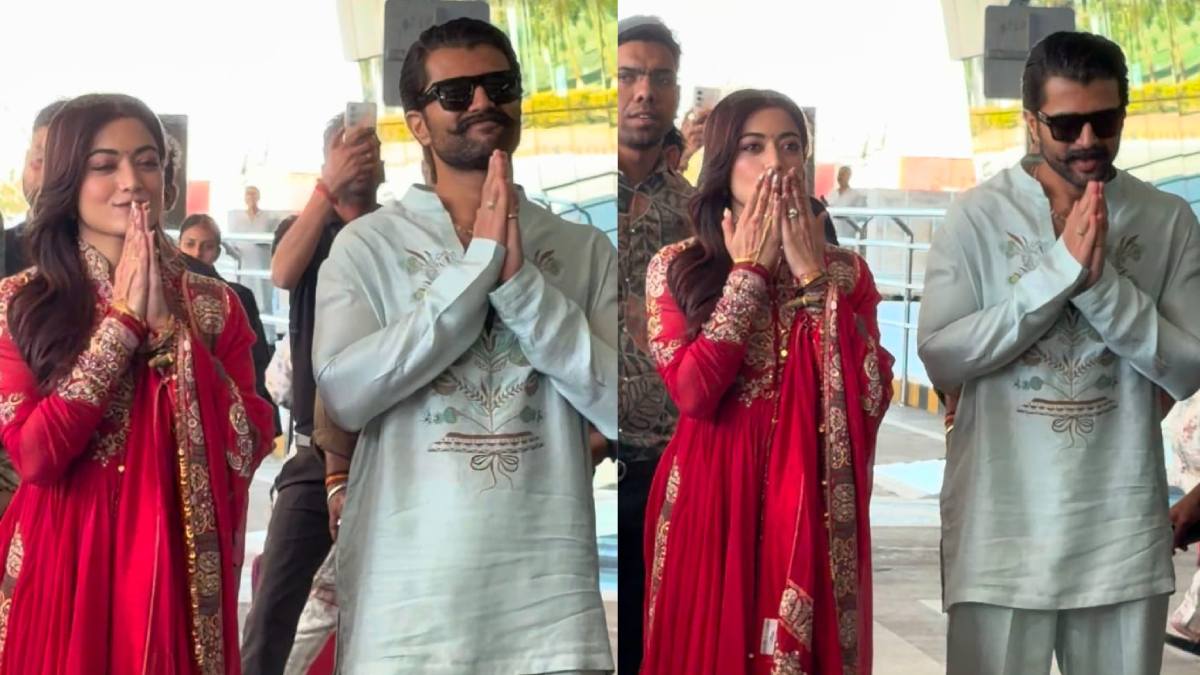 लाल सूटर, मांग में सिंदूर लगाए, पति विजय देवरकोंडा की बाहों में खिलखिलाती नजर आईं रश्मिका मंदाना, फ्लाइंग किस से लूटी लाइमलाइट