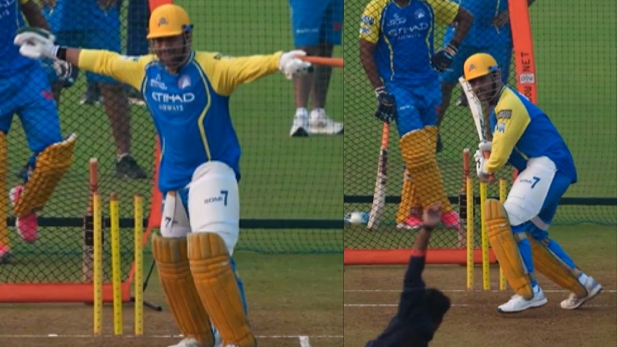 MS Dhoni Viral VIDEO: IPL 2026 के लिए एमएस धोनी ने शुरू की प्रैक्टिस, नेट्स सेशन का फनी मोमेंट हो गया वायरल