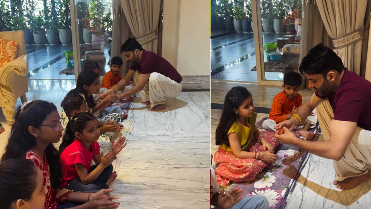 कपिल शर्मा ने घर पर कराई कंजक, नन्ही बच्चियों को खिलाया खाना और बांटे तोहफे, शेयर किया वीडियो