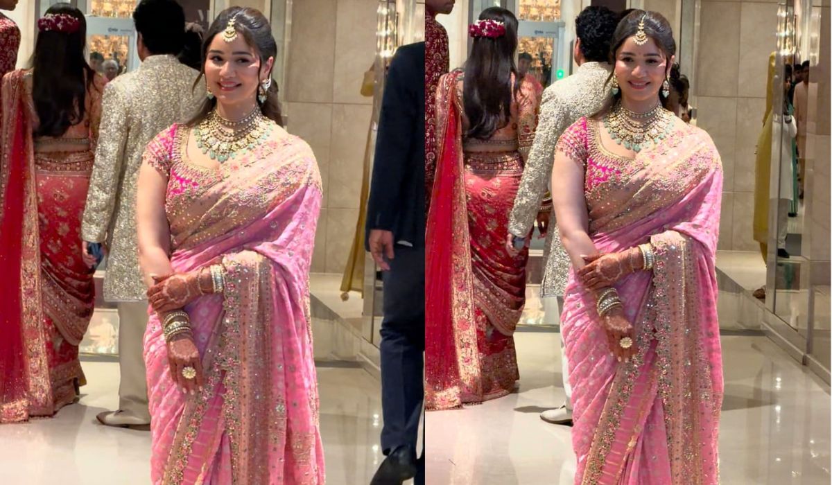 अर्जुन तेंदुलकर की शादी में परम सुंदरी बन छाईं सारा तेंदुलकर, गुलाबी साड़ी में लूटी महफिल