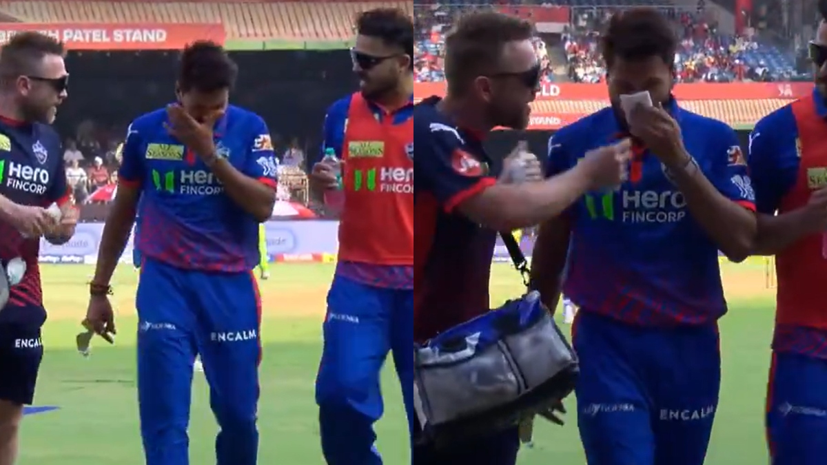 RCB vs DC: फील्डिंग के दौरान खिलाड़ी हुआ हादसे का शिकार, नाक से निकला खून, देखें VIDEO