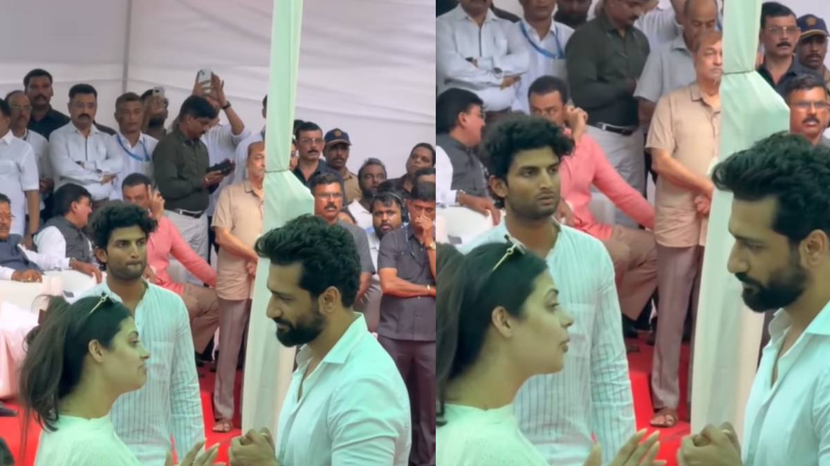 आशा भोसले के फ्यूनरल में पोती जनाई से बात कर रहे थे विक्की कौशल, पीछे खड़े शख्स पर टिकी लोगों की नजर, बोले- सुशांत का हमशक्ल