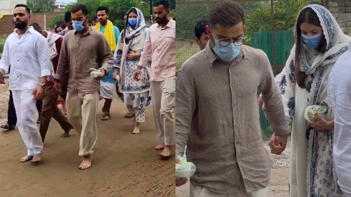 वृंदावन पहुंचे अनुष्का-विराट, कीचड़ में चले नंगे पैर, गुरु पूर्णिमा से पहले लिया प्रेमानंद महाराज का आशीर्वाद
