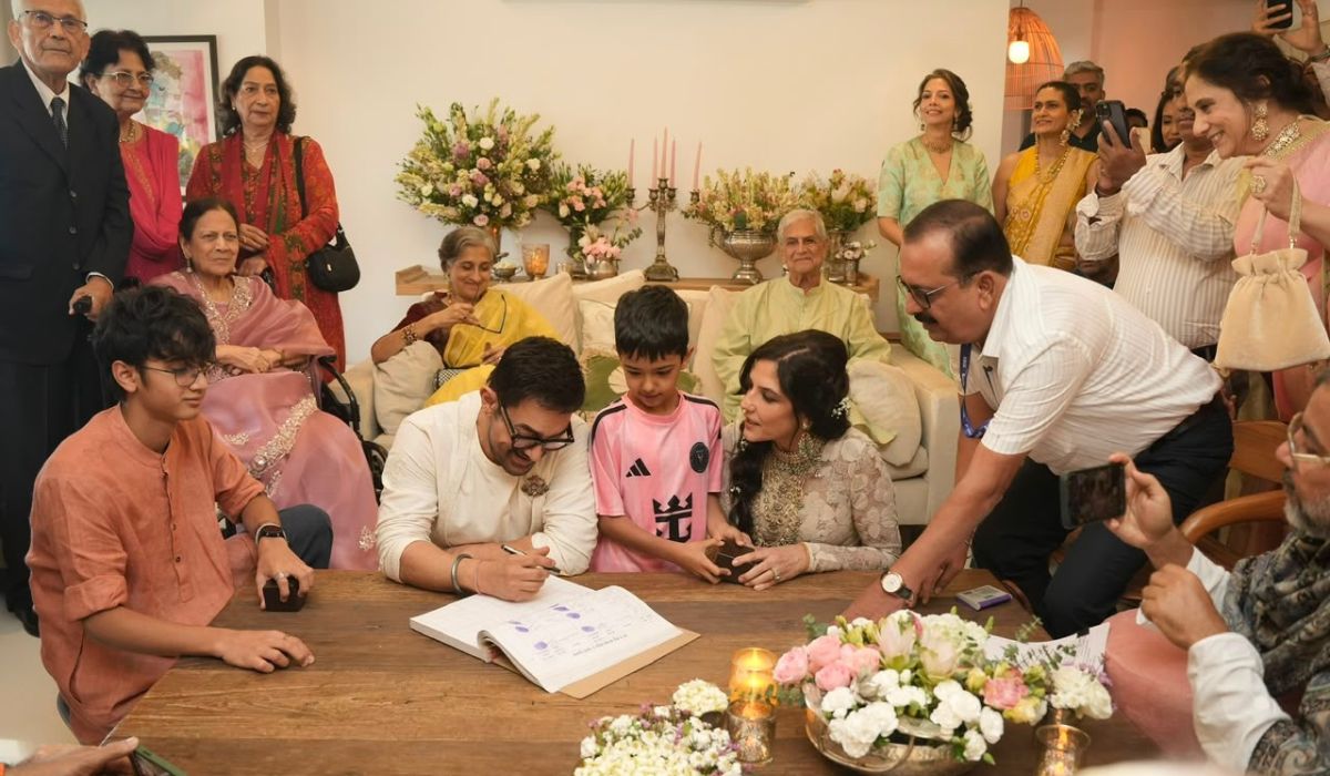 आमिर खान-गौरी स्प्रैट बने हमसफर, सिविल मैरिज की पहली झलक वायरल, कपल का वेडिंग लुक आया सामने