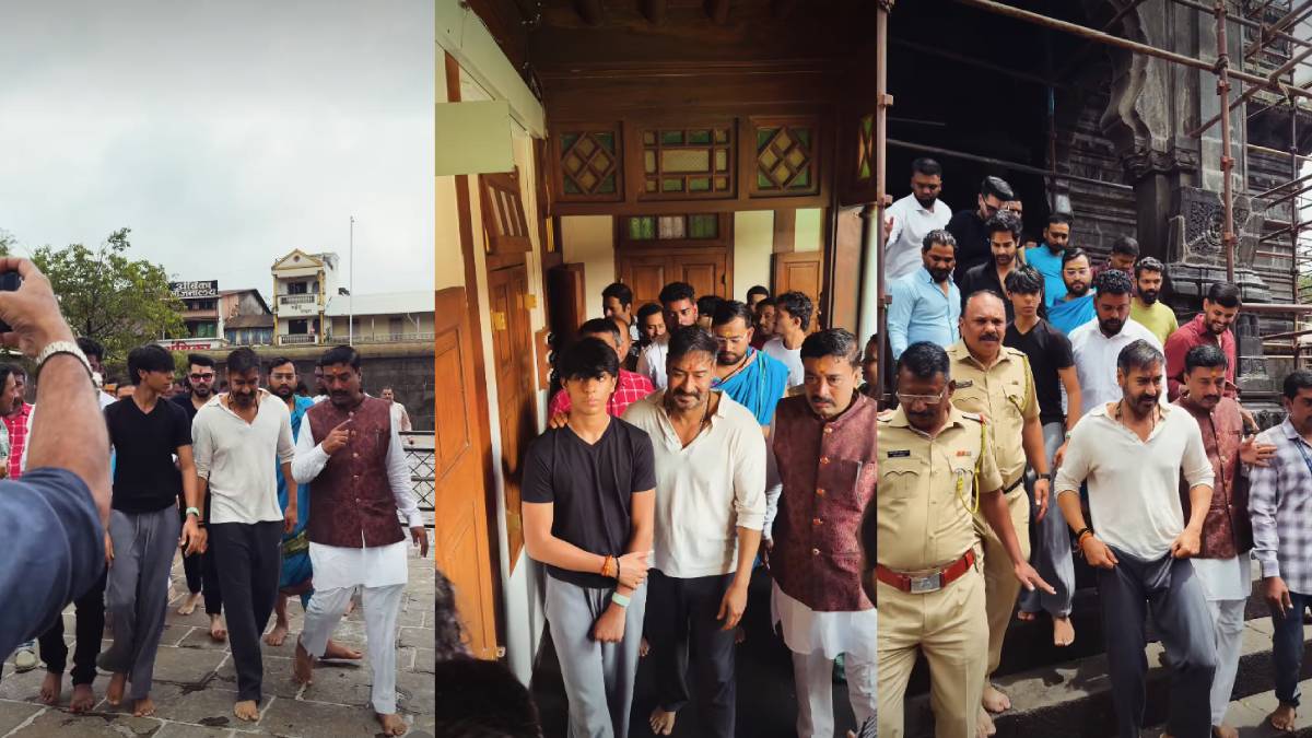 पापा की तरह लंबे चौड़े हो गए बेटे युग, अजय देवगन संग किए त्रियंबकेश्वर मंदिर के दर्शन, दोनों भांजे भी आए नजर