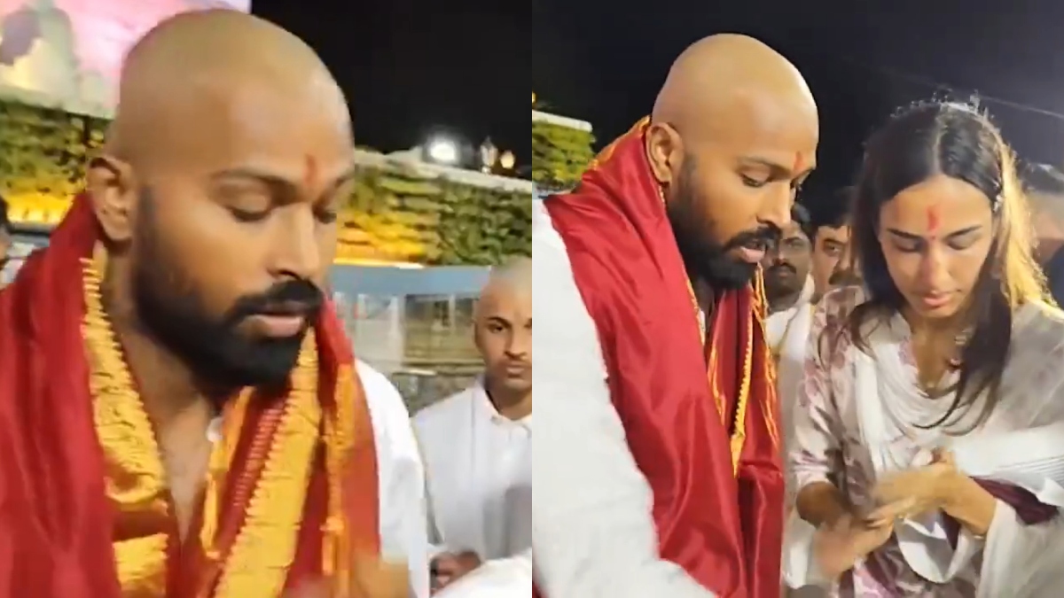 हार्दिक पांड्या गर्लफ्रेंड माहिका शर्मा संग पहुंचे श्री वेंकटेश्वर स्वामी मंदिर, मुंडवाया हुआ था सिर, देखें VIDEO