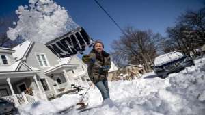 A layer of snow up to 12 inches thick has frozen on the roads.  Removing it is a difficult task.