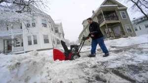 Movement of people has been affected due to accumulation of thick layer of snow on the road.