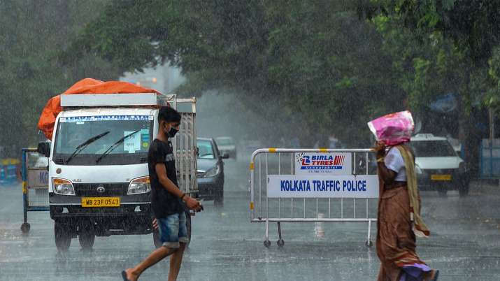 Rainfall in Kolkata, West Bengal.