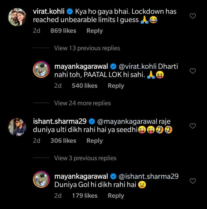 Virat Kohli and Ishant Sharma Troll Mayank Agarwal on His Workout Post