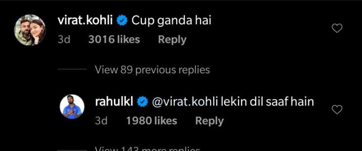 KL Rahul posted a picture of him drinking coffee, Virat Kohli trolled him