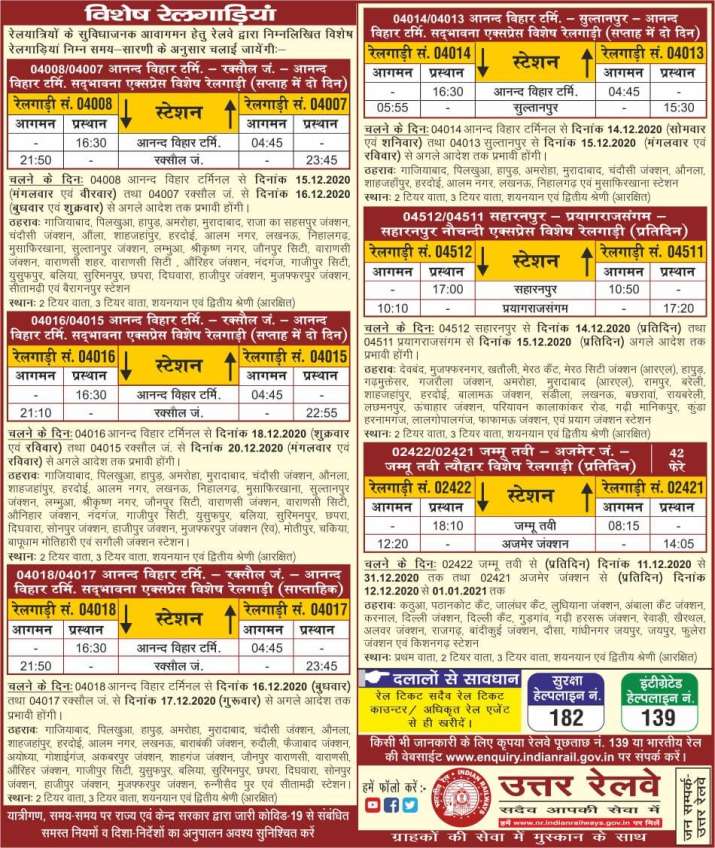 रेलवे ने जारी की कुछ और स्पेशल ट्रेनों की लिस्ट