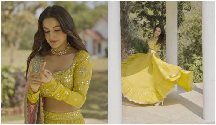 Shehnaaz Gill Looks stunning In Yellow Lehenga fans call her beautiful perfect
