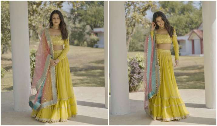 Shehnaaz Gill Looks stunning In Yellow Lehenga fans call her beautiful perfect