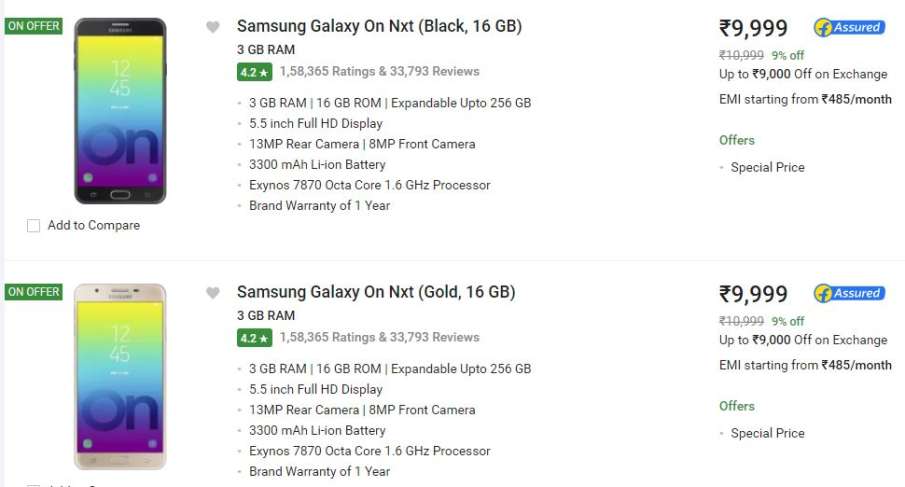Samsung Galaxy On Nxt 16GB Flipkart