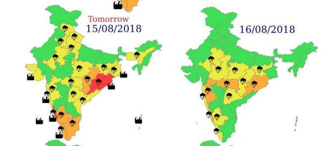 Heavy rain warning for 13 states on August 15th