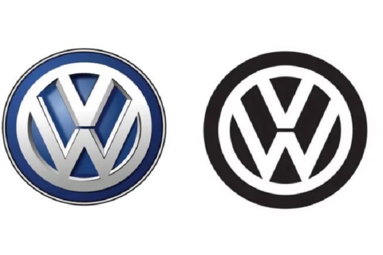 Volkswagen new Logo (The old logo on the left and the new logo on the right)