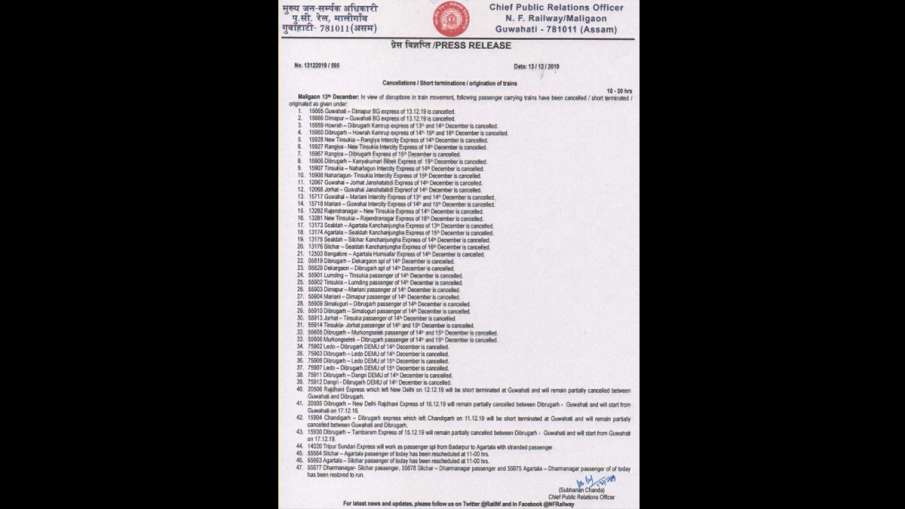 106 trains cancelled as anti-CAB protests escalate