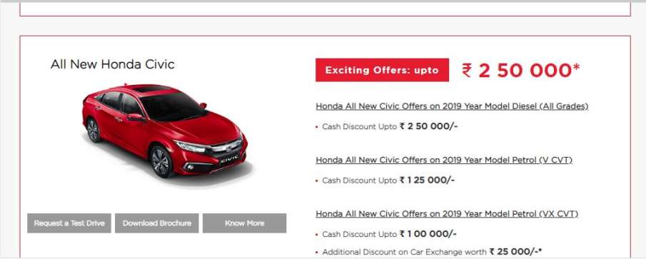 buy your favourite Honda car at an amazing discount