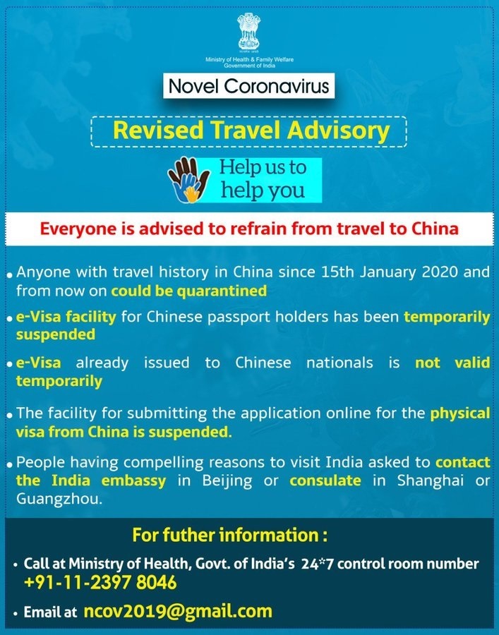 new travel advisory, new Corona virus advisory, Corona virus