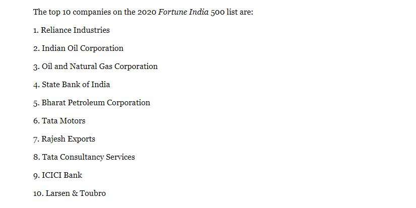 RIL tops Fortune 500 list of Indian companies, IOC at second spot