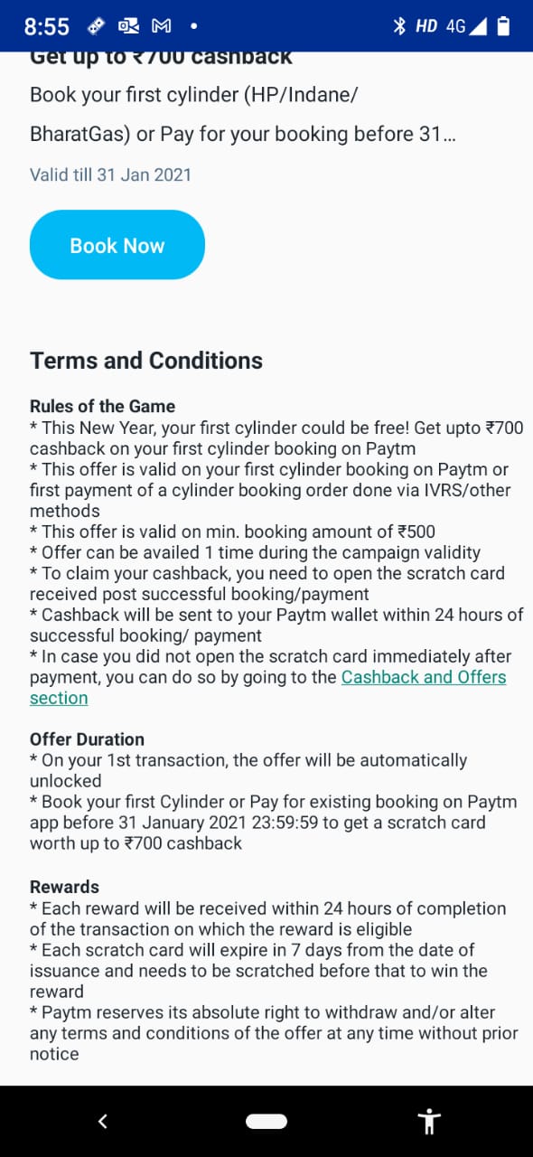 paytm cashback offer on lpg cylinder free booking upto 31 january see details