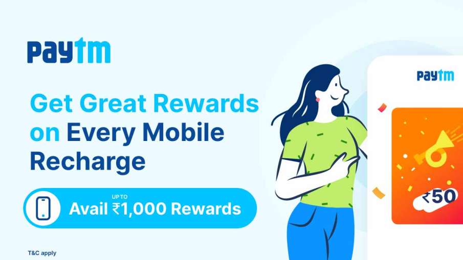 Paytm offers rewards up to Rs. 1000 on jio, Airtel, Vi, BSNL, MTNL mobile recharges