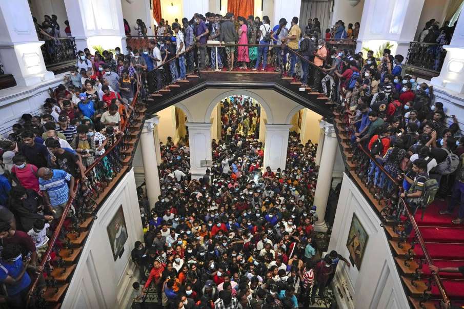 People throng President Gotabaya Rajapaksa's official residence