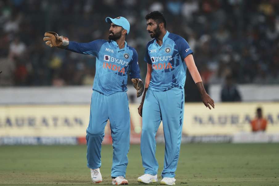 Dinesh Karthik and Jasprit Bumrah