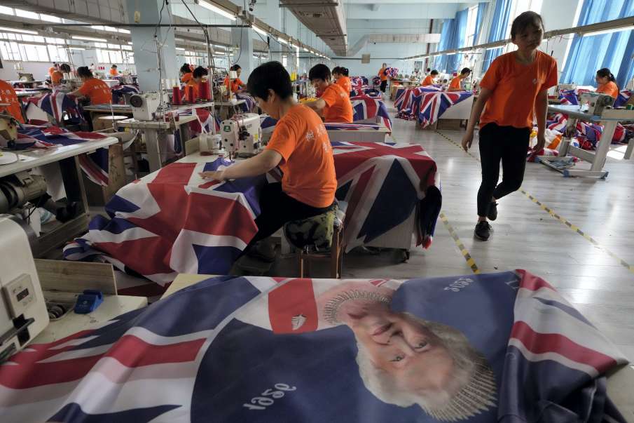People Sewed Flags On the name of Queen Elizabeth