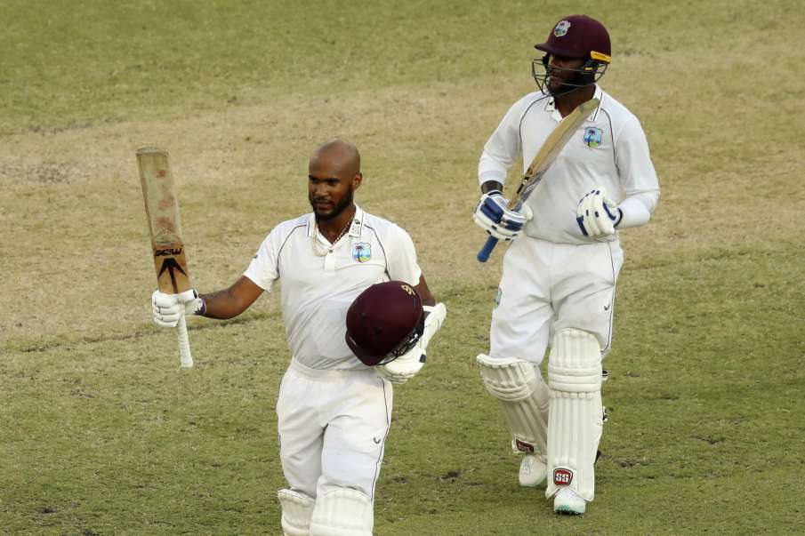 Kraigg Brathwaite walking off the field after day 4 stumps