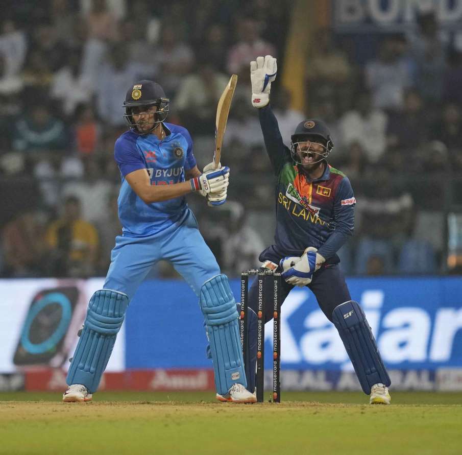 Shubman Gill batting against Sri Lanka