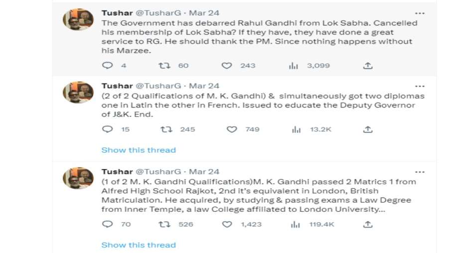 तुषार गांधी ने ट्वीट के जरिए मनोज सिन्हा पर निशाना साधा।