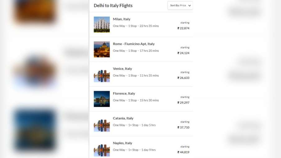 Delhi to italy flight ticket cost