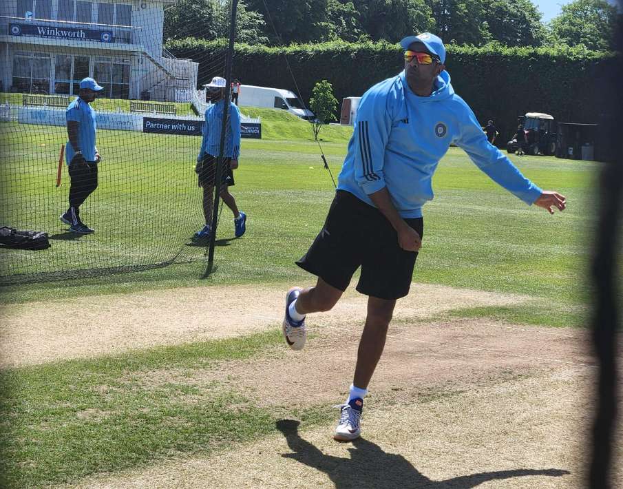 Ashwin during practice at The Oval