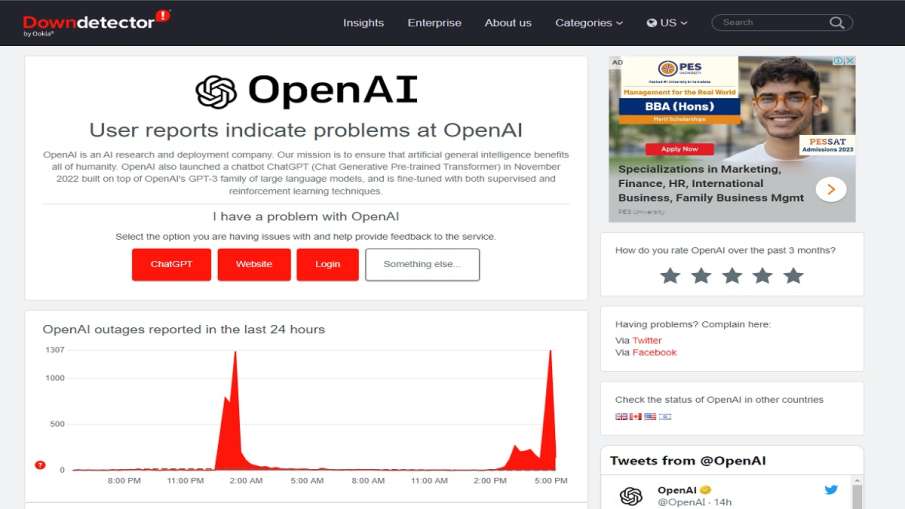 ChatGPT, OpenAI's chatbot is reportedly unresponsive 