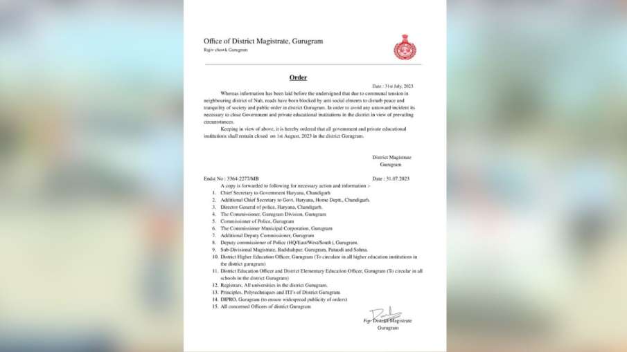 Gurugram DC orders